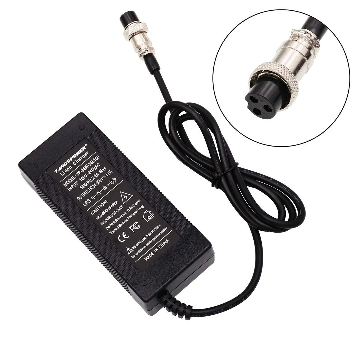 TANGSPOWER 48v Battery Charger 54.6V 48Volt Power Supply Adapter for Lithium Batteries - view 2