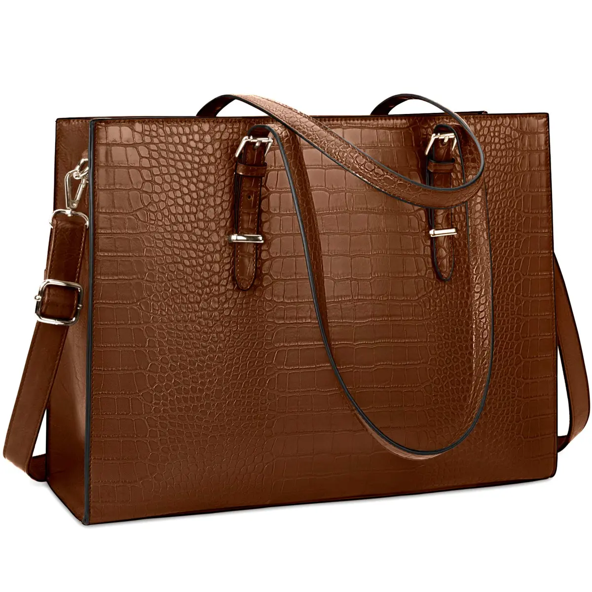Lubardy Crocodile Pattern Leather Laptop Tote Bag 43.4 cm (16.9 inches) | Water-Resistant Work Briefcase for Women - main product image