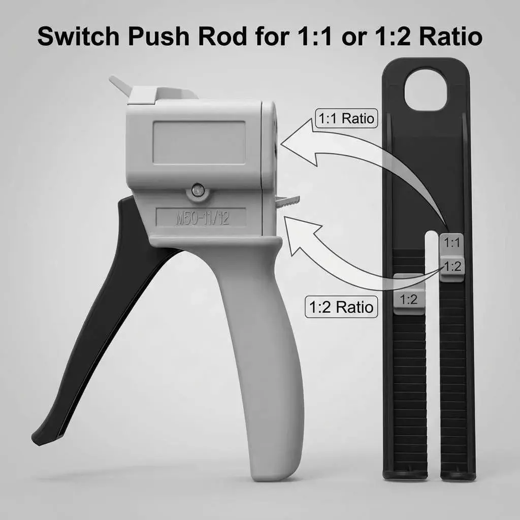 QWORK 50ml Dual Cartridge Dispensing Gun | 1:1 & 1:2 Ratio Epoxy Applicator - view 2