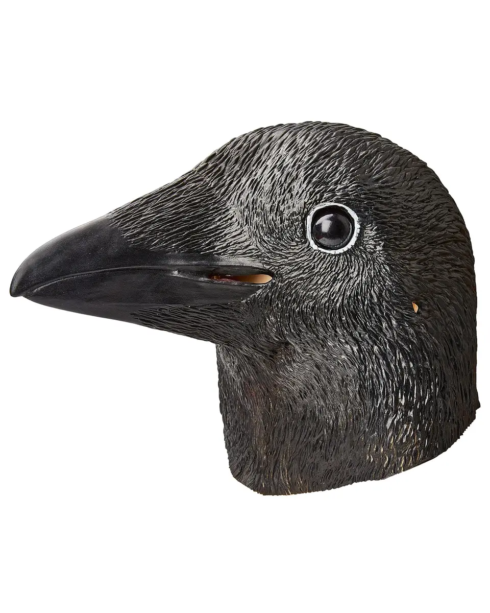 CreepyParty Crow Mask, Full Head Natural Latex Bird Costume for Halloween Party | Adult Unisex Horror Mask - view 6