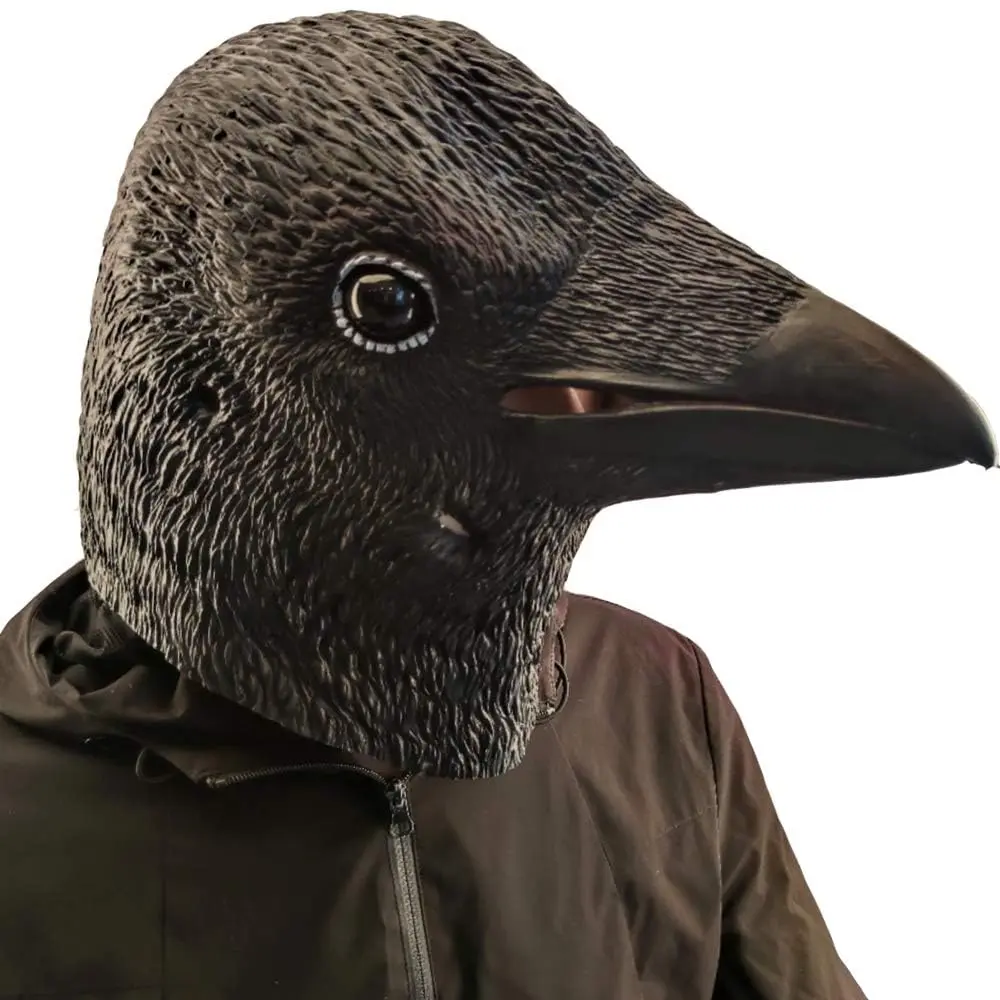 CreepyParty Crow Mask, Full Head Natural Latex Bird Costume for Halloween Party | Adult Unisex Horror Mask - view 7