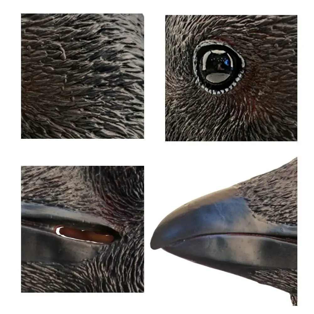 CreepyParty Crow Mask, Full Head Natural Latex Bird Costume for Halloween Party | Adult Unisex Horror Mask - view 9
