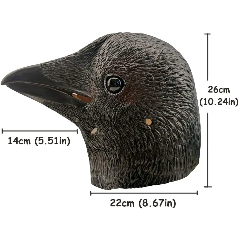 CreepyParty Crow Mask, Full Head Natural Latex Bird Costume for Halloween Party | Adult Unisex Horror Mask - view 10