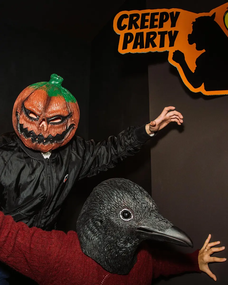 CreepyParty Crow Mask, Full Head Natural Latex Bird Costume for Halloween Party | Adult Unisex Horror Mask - view 2