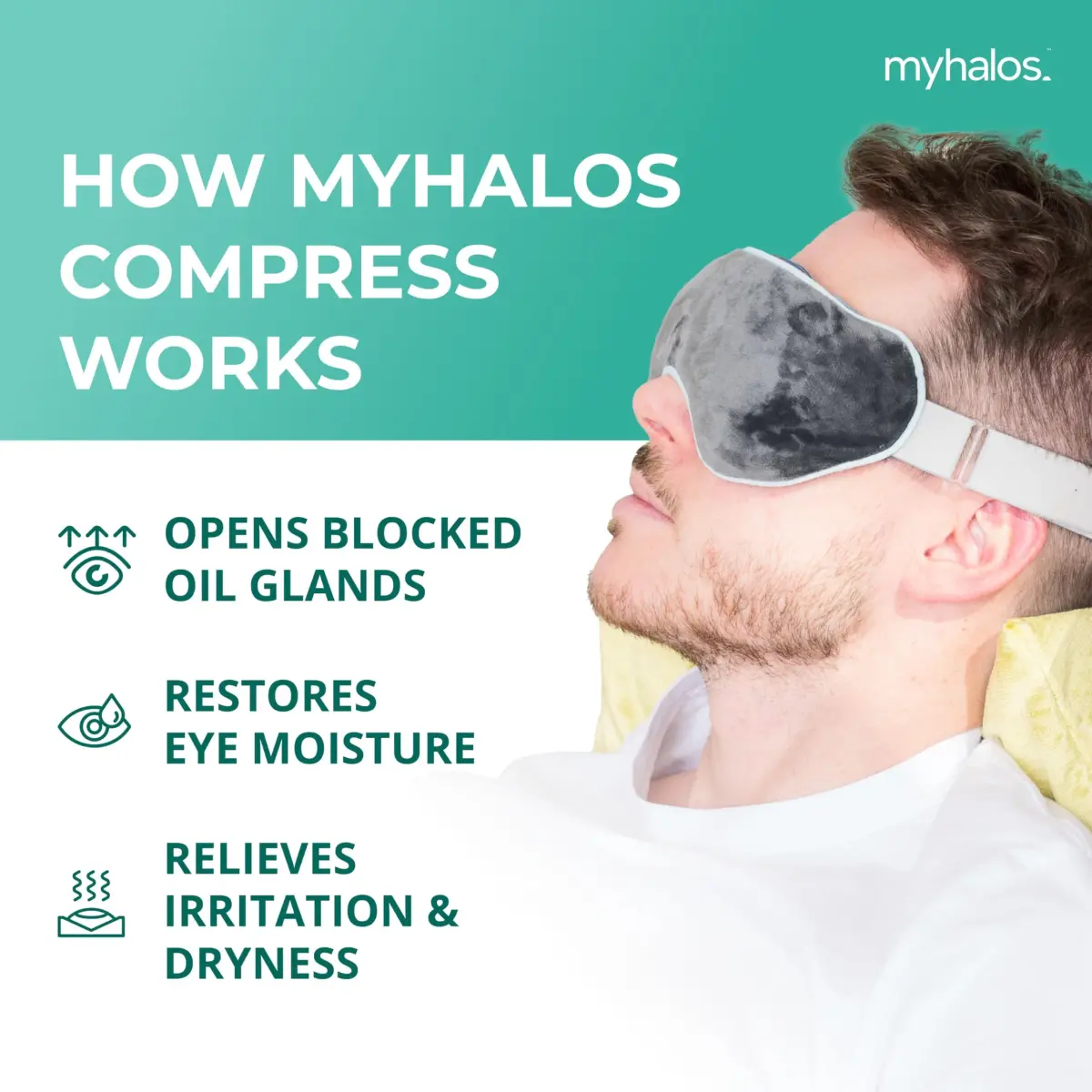 myhalos Heated Eye Mask, Warm Compress for Dry Eyes, Blepharitis & MGD, 1 Count (Gray) - view 6
