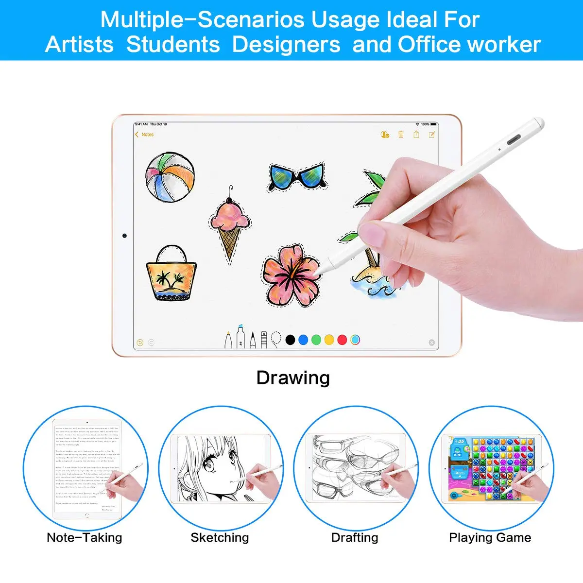 Yottn Stylus Pen for Apple iPad - Palm Rejection, Precise, Long Battery Life | Compatible with 2018-2026 iPad Models - view 3