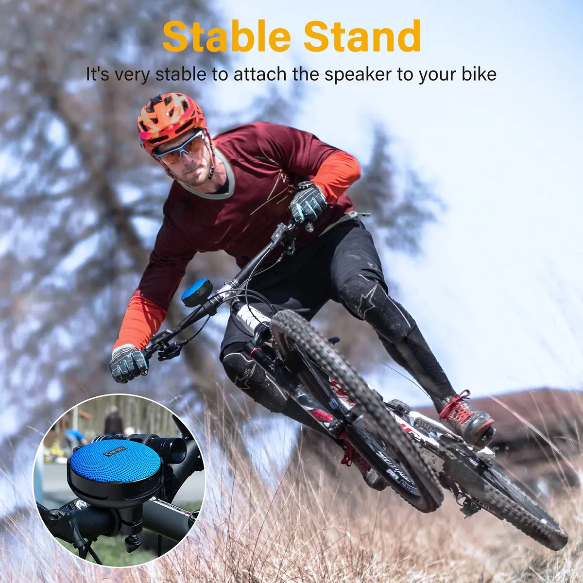 Onforu Bike Bluetooth Speaker with Bicycle Mount | Waterproof Wireless Outdoor Speaker with Loud Sound, Bluetooth 5.0, 10h Play, IP65, Blue - view 2