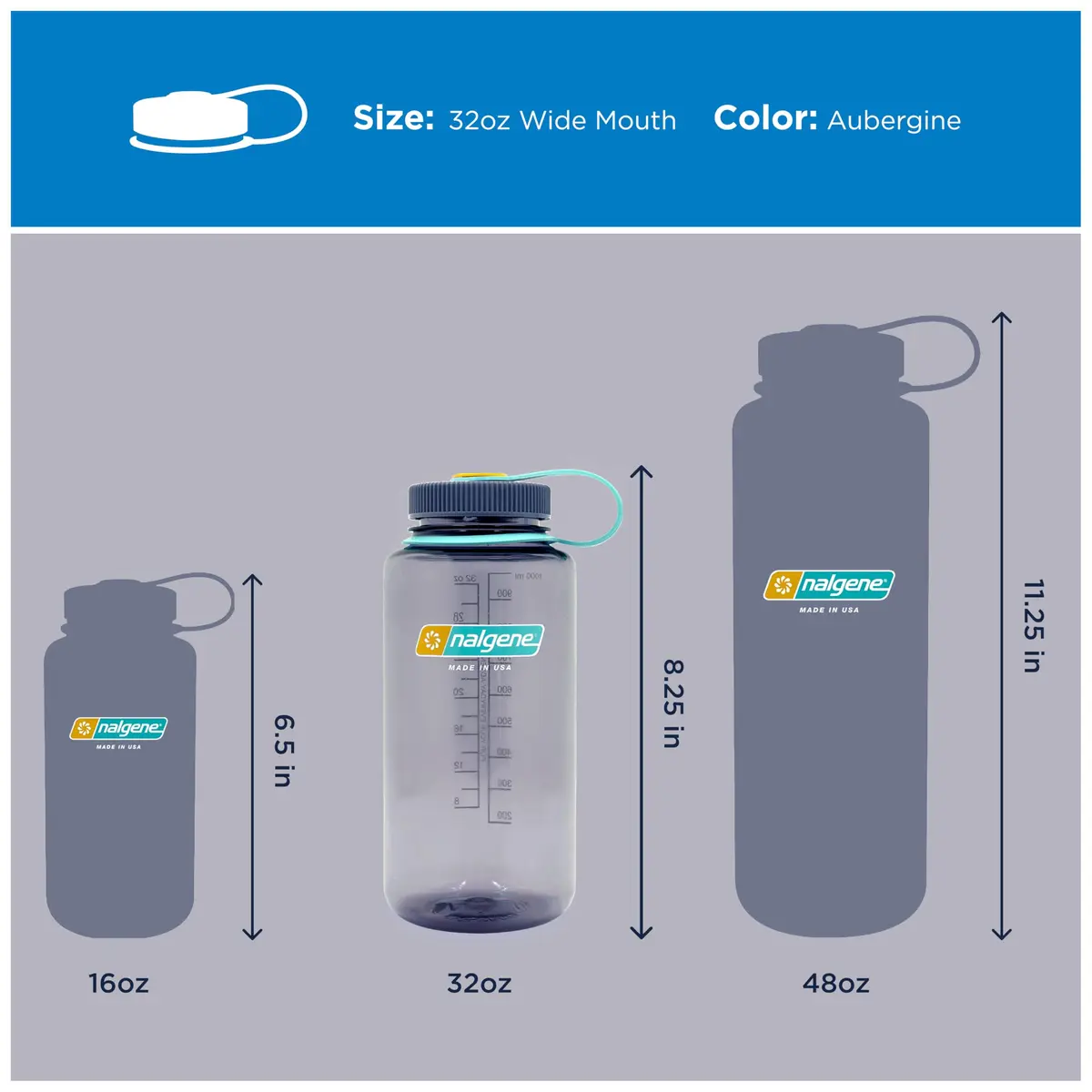Nalgene 32 oz Wide Mouth Water Bottle, Aubergine | Heavy-Duty, Indestructible & Versatile - view 5