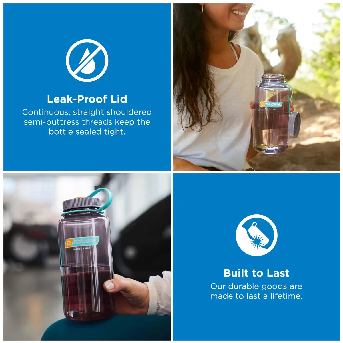 Nalgene 32 oz Wide Mouth Water Bottle, Aubergine | Heavy-Duty, Indestructible & Versatile - view 2