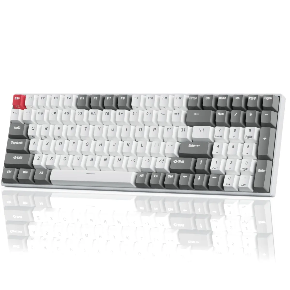 RK ROYAL KLUDGE RK100 Wireless Mechanical Keyboard RGB Backlit Bluetooth5.1/2.4G/Wired 96% Full Size 100-Key Hot Swappable Brown Switch Classic | Gaming Keyboard with Custom RGB - main product image
