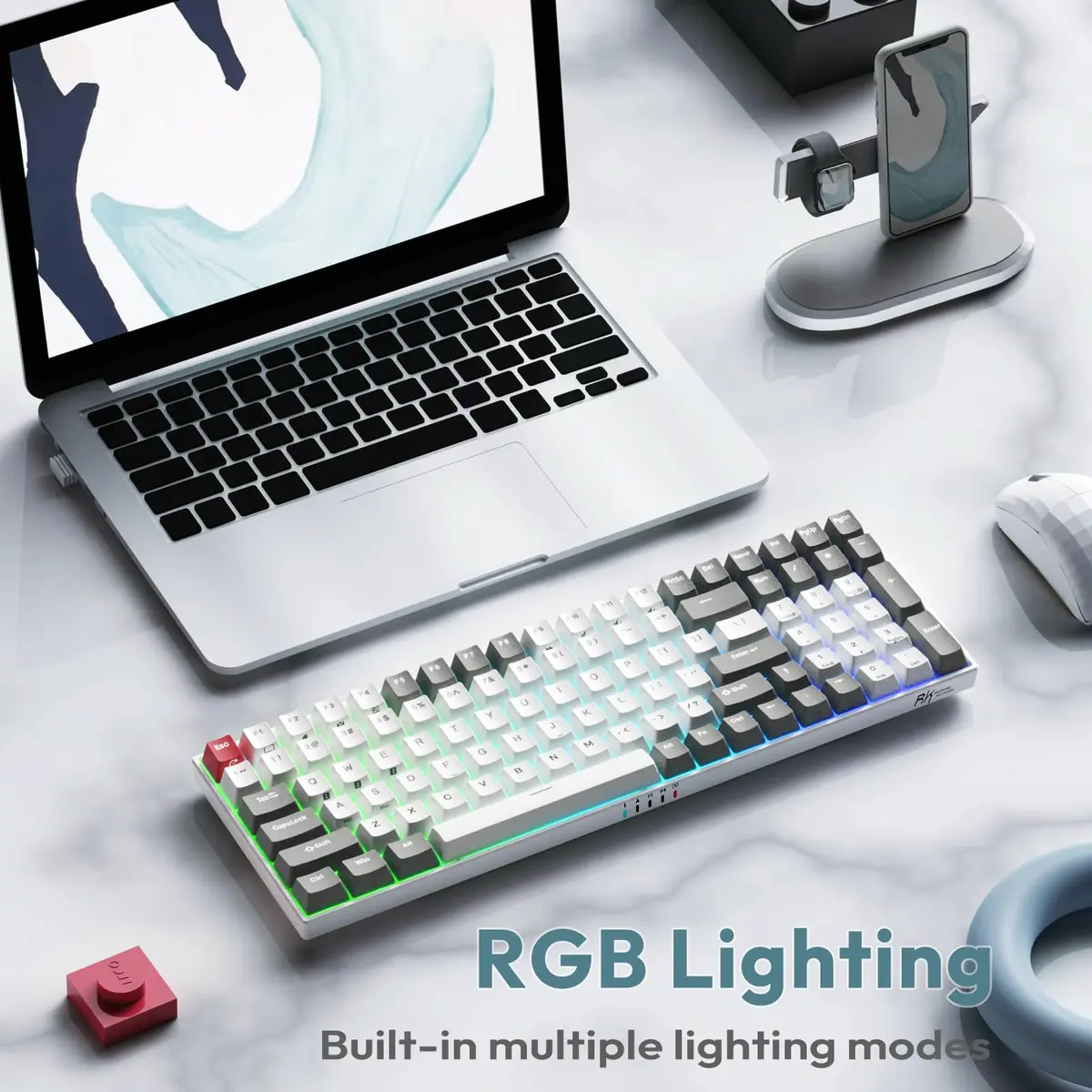 RK ROYAL KLUDGE RK100 Wireless Mechanical Keyboard RGB Backlit Bluetooth5.1/2.4G/Wired 96% Full Size 100-Key Hot Swappable Brown Switch Classic | Gaming Keyboard with Custom RGB - view 7