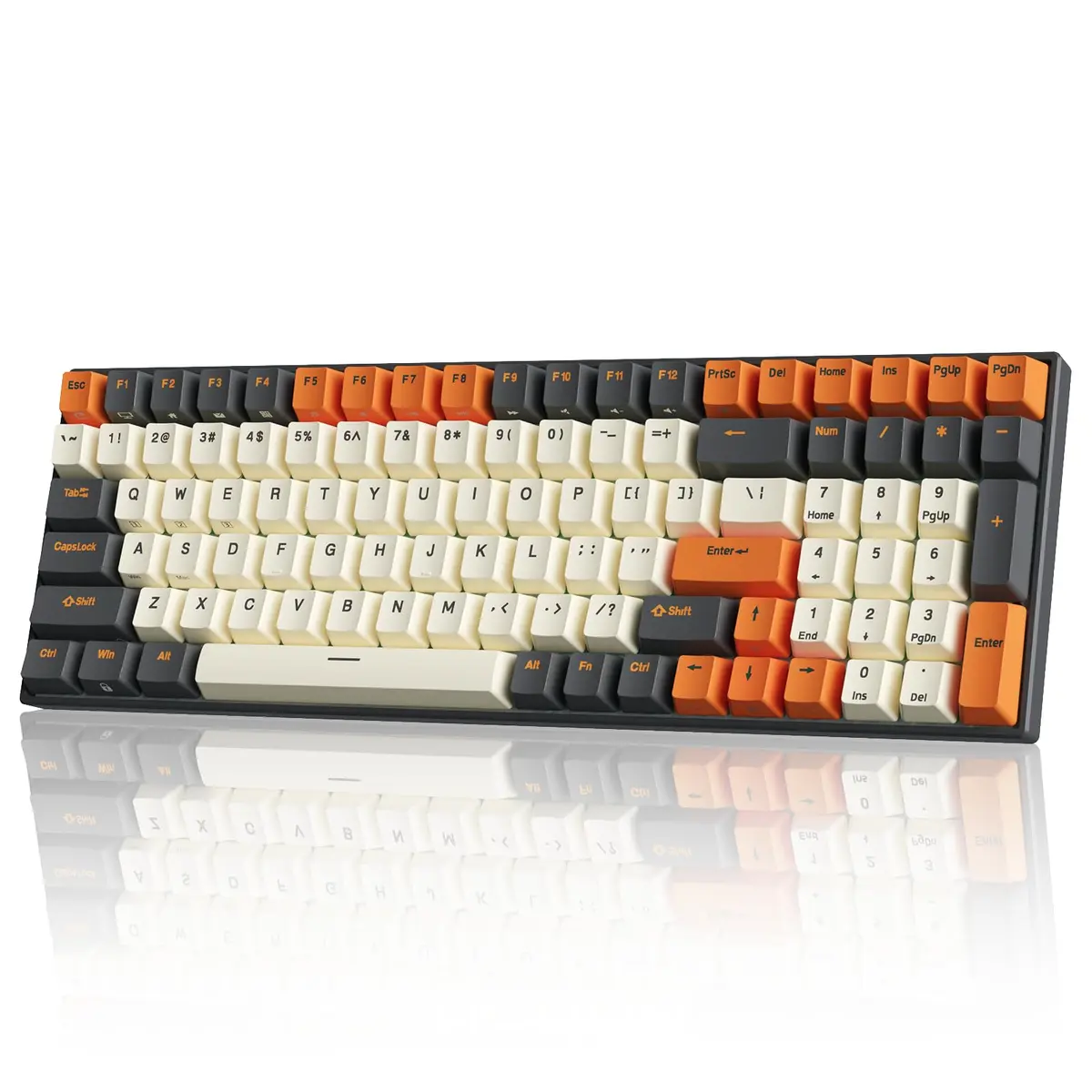 RK ROYAL KLUDGE RK100 Wireless Mechanical Keyboard RGB Backlit Bluetooth5.1/2.4G/Wired 96% Full Size 100-Key Hot Swappable Red Switch Carbon | Gaming Keyboard with RGB & Hot-Swap - main product image