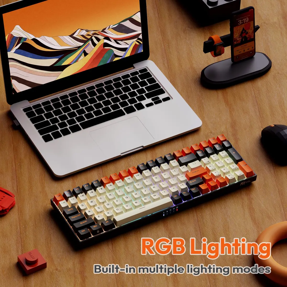RK ROYAL KLUDGE RK100 Wireless Mechanical Keyboard RGB Backlit Bluetooth5.1/2.4G/Wired 96% Full Size 100-Key Hot Swappable Red Switch Carbon | Gaming Keyboard with RGB & Hot-Swap - view 2