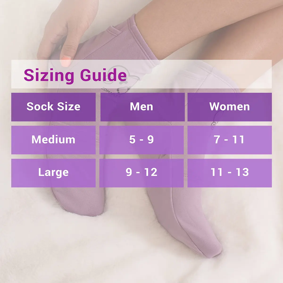 Zomaple Cold Therapy Socks with Gel Packs, Medium Purple | Targeted Relief for Neuropathy & Hot Feet - view 6