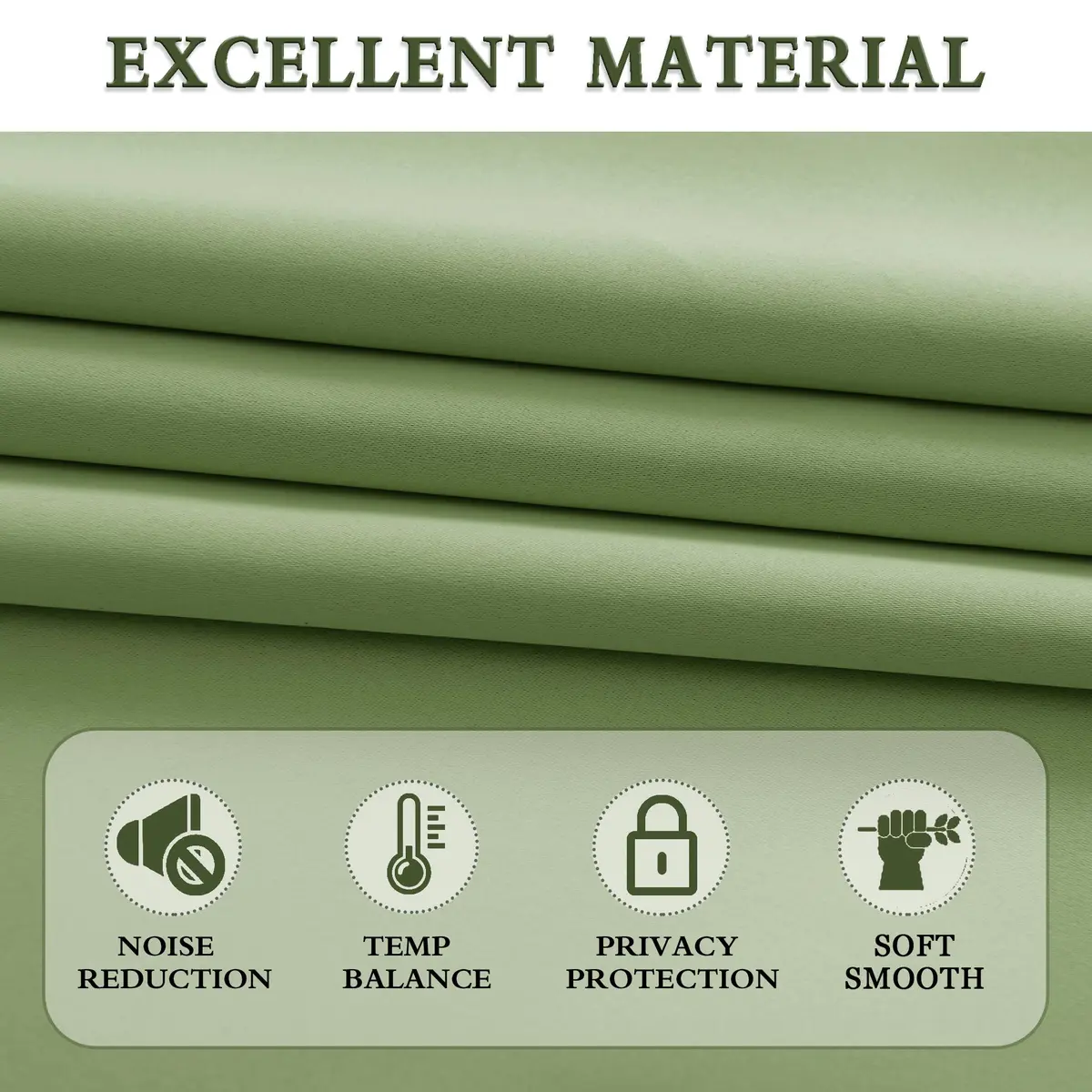 DONREN Sage Green 45 Inch Length Short Curtains for Boy's Room - Bedroom Blackout Thermal Insulated Curtain Panels with Rod Pocket - view 5