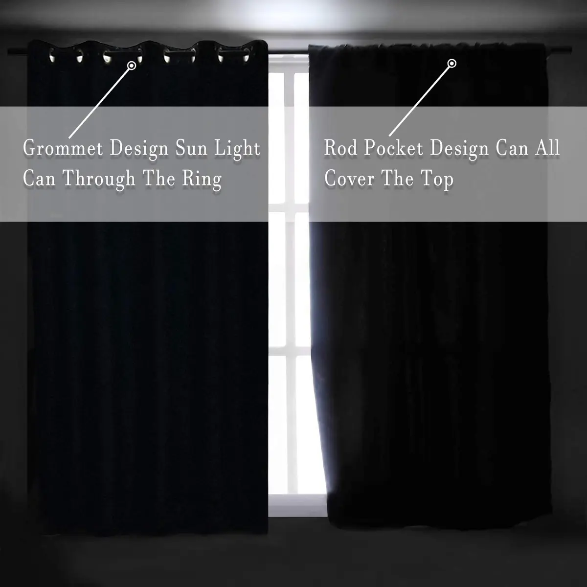 DONREN Sage Green 45 Inch Length Short Curtains for Boy's Room - Bedroom Blackout Thermal Insulated Curtain Panels with Rod Pocket - view 6