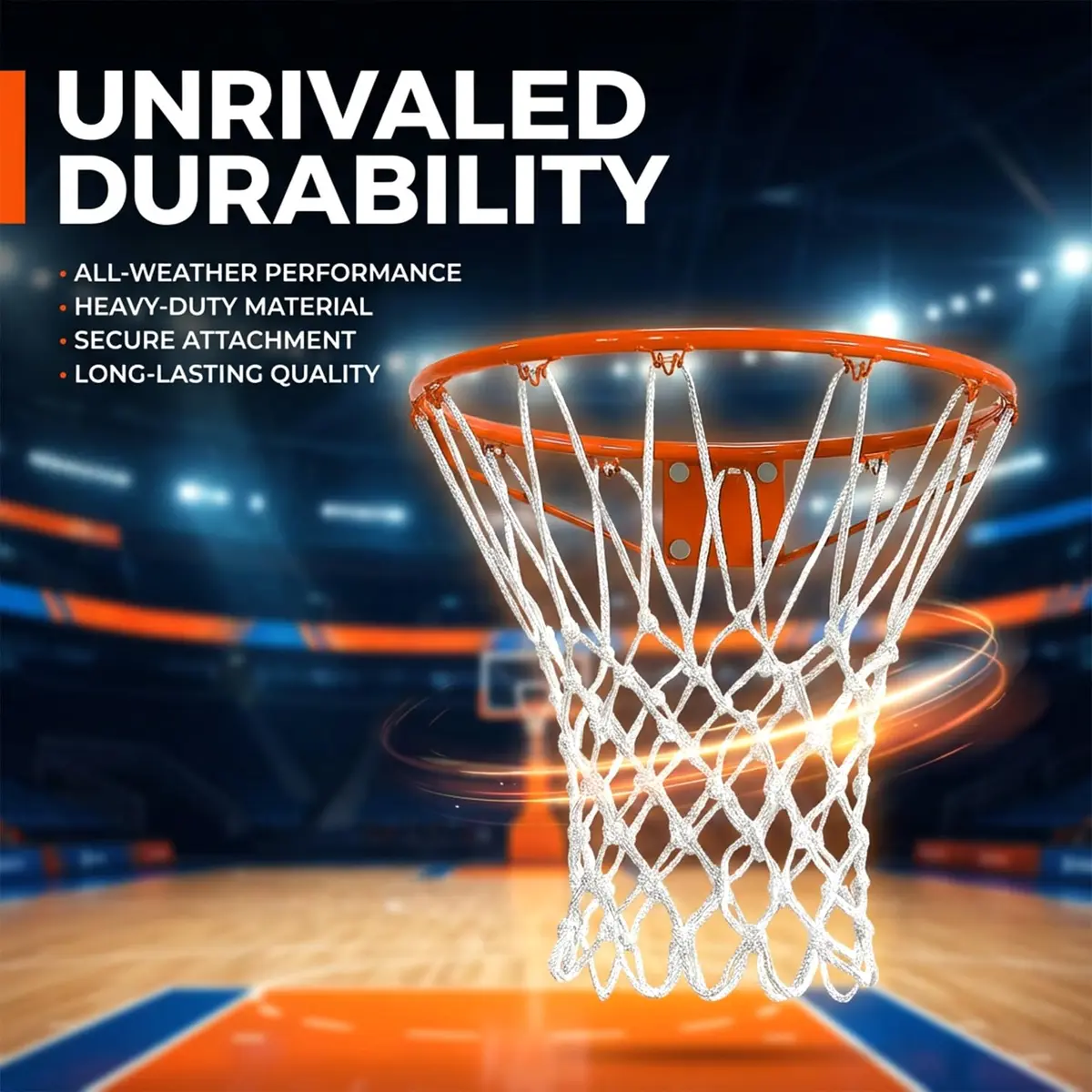 PSLER Basketball Net Replacement Outdoor - 22 Inch White Polyamide Fiber Net | Standard 12 Loop Rim Fit - view 6
