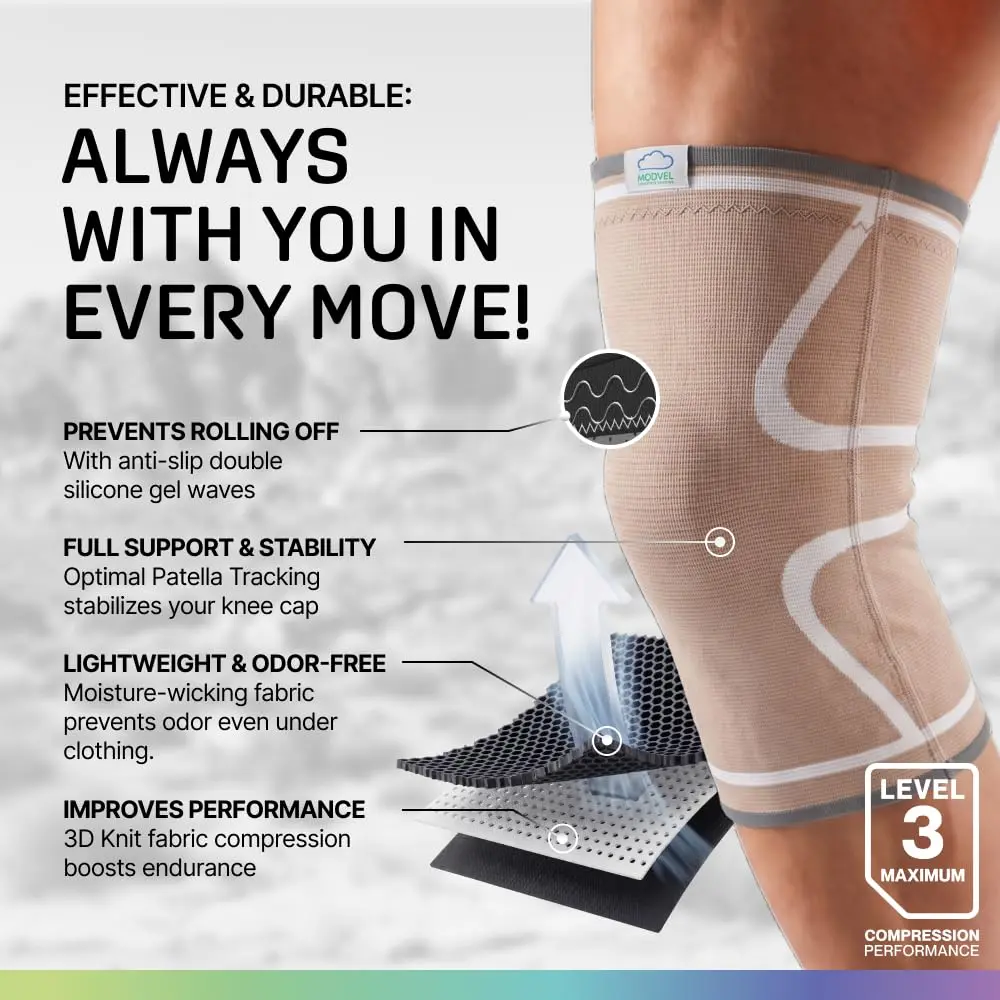 Modvel Compression Knee Brace for Women & Men - 2 Pack | Natural Pain Support for Knee & Arthritis Relief - view 5