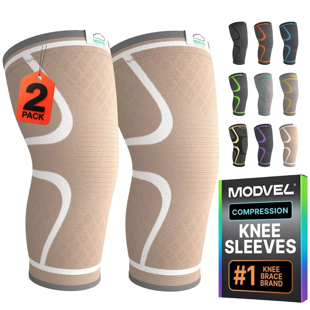 Modvel Compression Knee Brace for Women & Men - 2 Pack | Support for Knee Pain, Arthritis & Meniscus Tear, Breathable & Ergonomic Fit (70-120 chars) - main product image