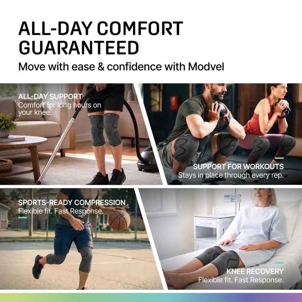 Modvel Compression Knee Brace for Women & Men - 2 Pack | Support for Knee Pain, Arthritis & ACL - view 6