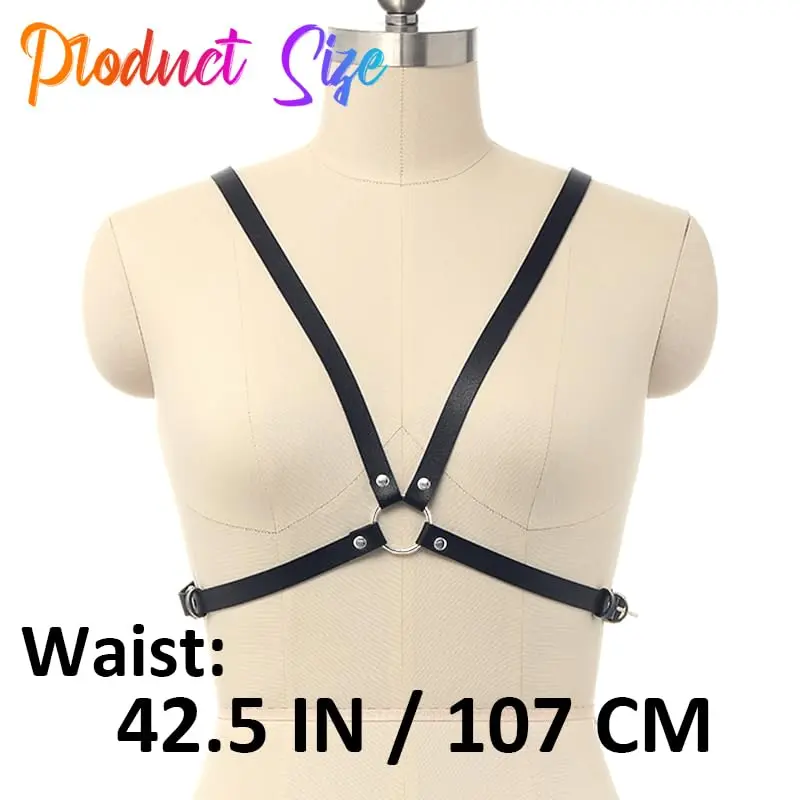 BODIY Leather Harness Belt Black Chest Harness Goth Fashion Belts for Women | Adjustable Size, Gothic Style - view 5