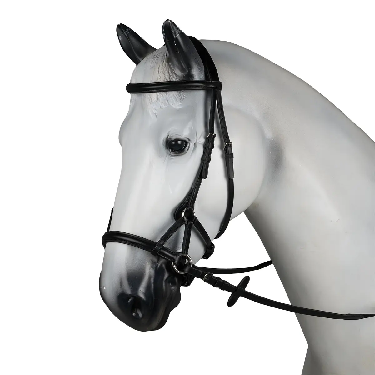 HORZE Denver Soft Leather Pony Side Pull Bitless Bridle | Web Reins Included - Black - main product image