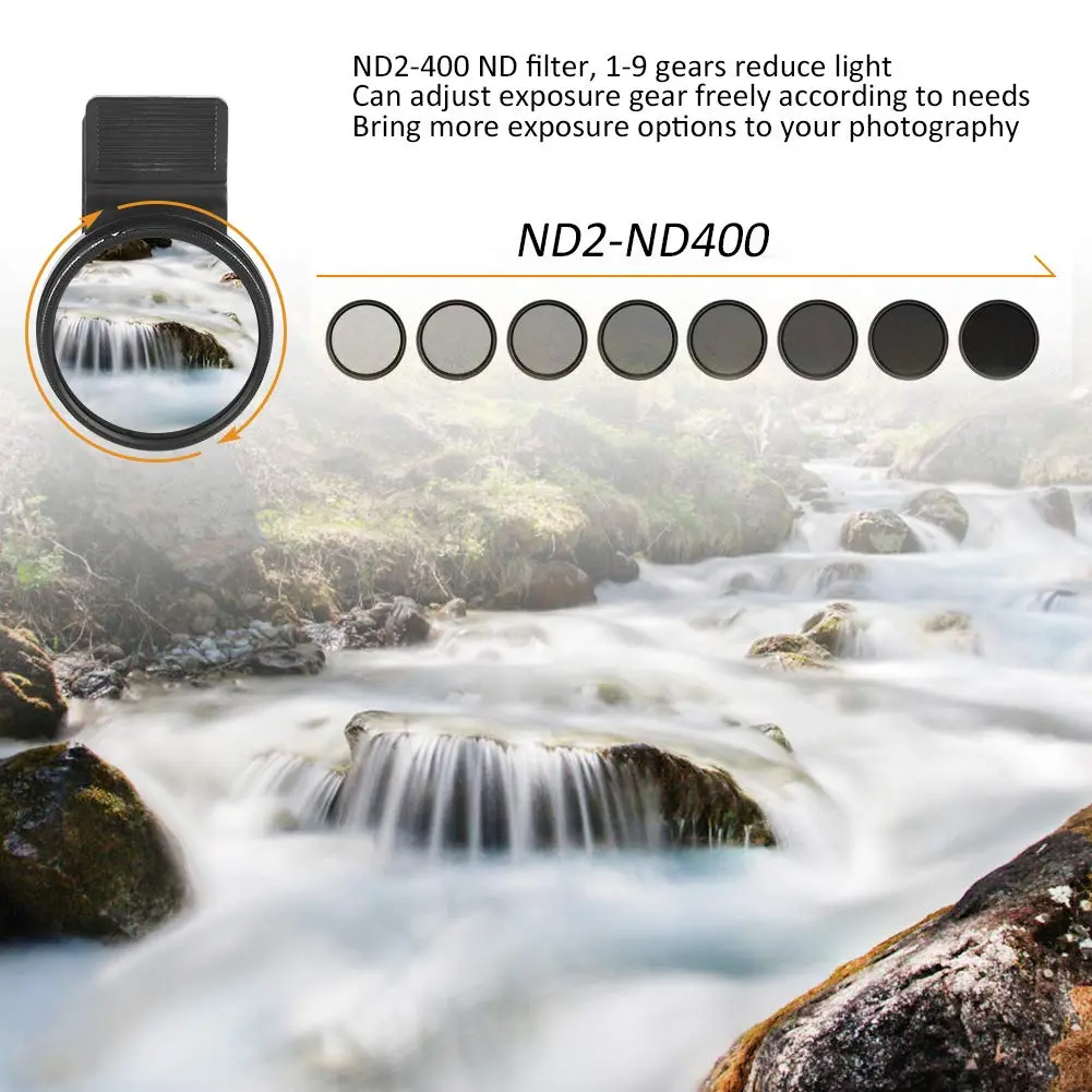 Bindpo Cellphone Filter ND2-400 37mm | Adjustable Neutral Density Filter for Mobile Phones - view 2