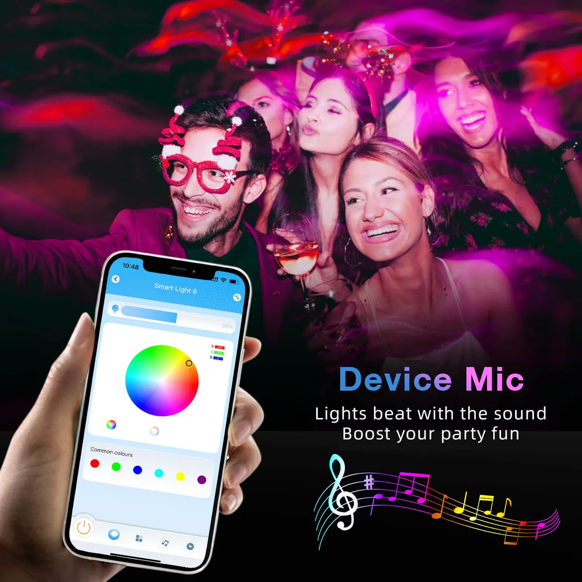 TJOY 50ft Bluetooth LED Strip Lights | RGB Color Changing Lights with Phone & Mic Control - view 3