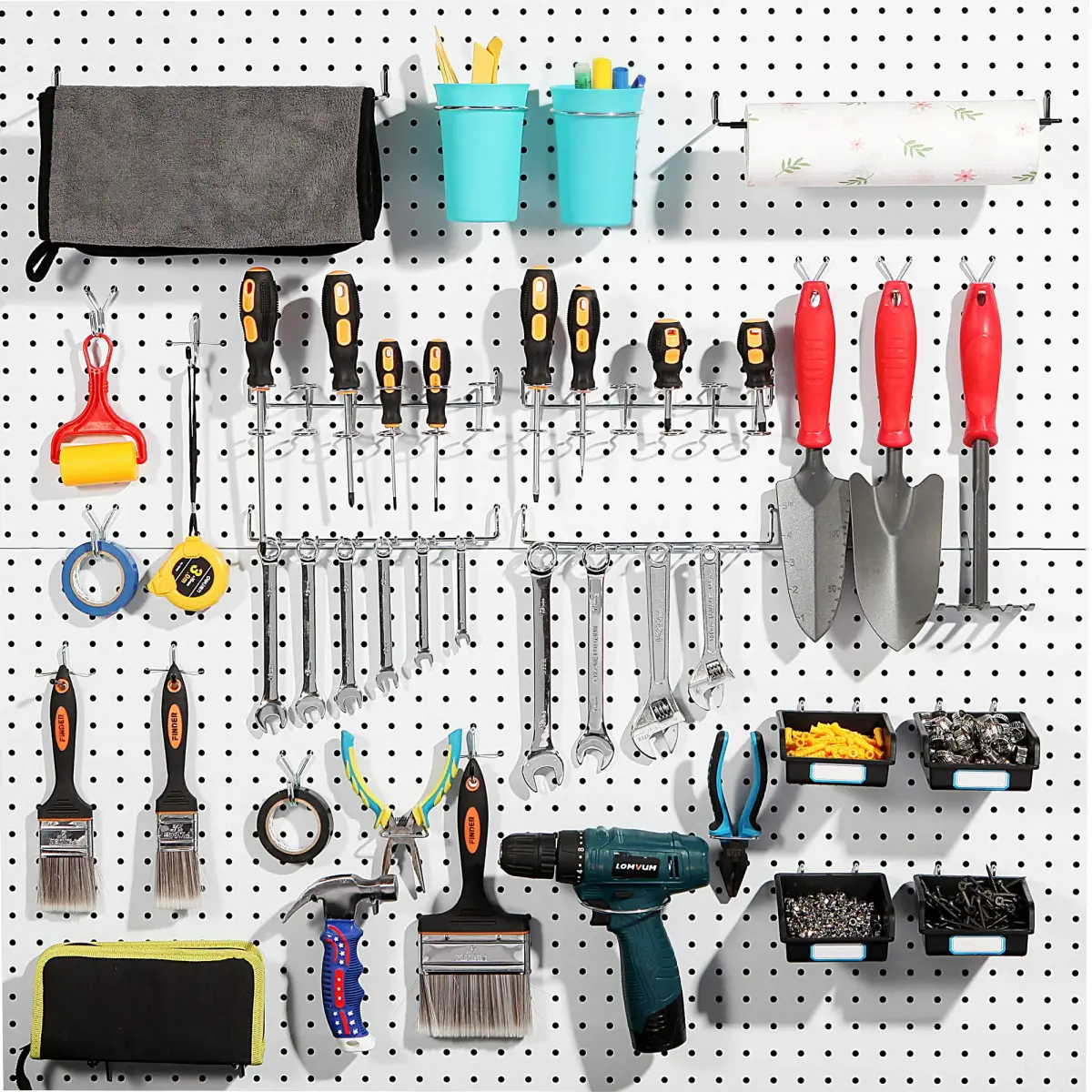 FRIMOONY 131-Piece Pegboard Hooks and Bins Set with Peg Locks | Organize Tools, Garage, Kitchen - view 7