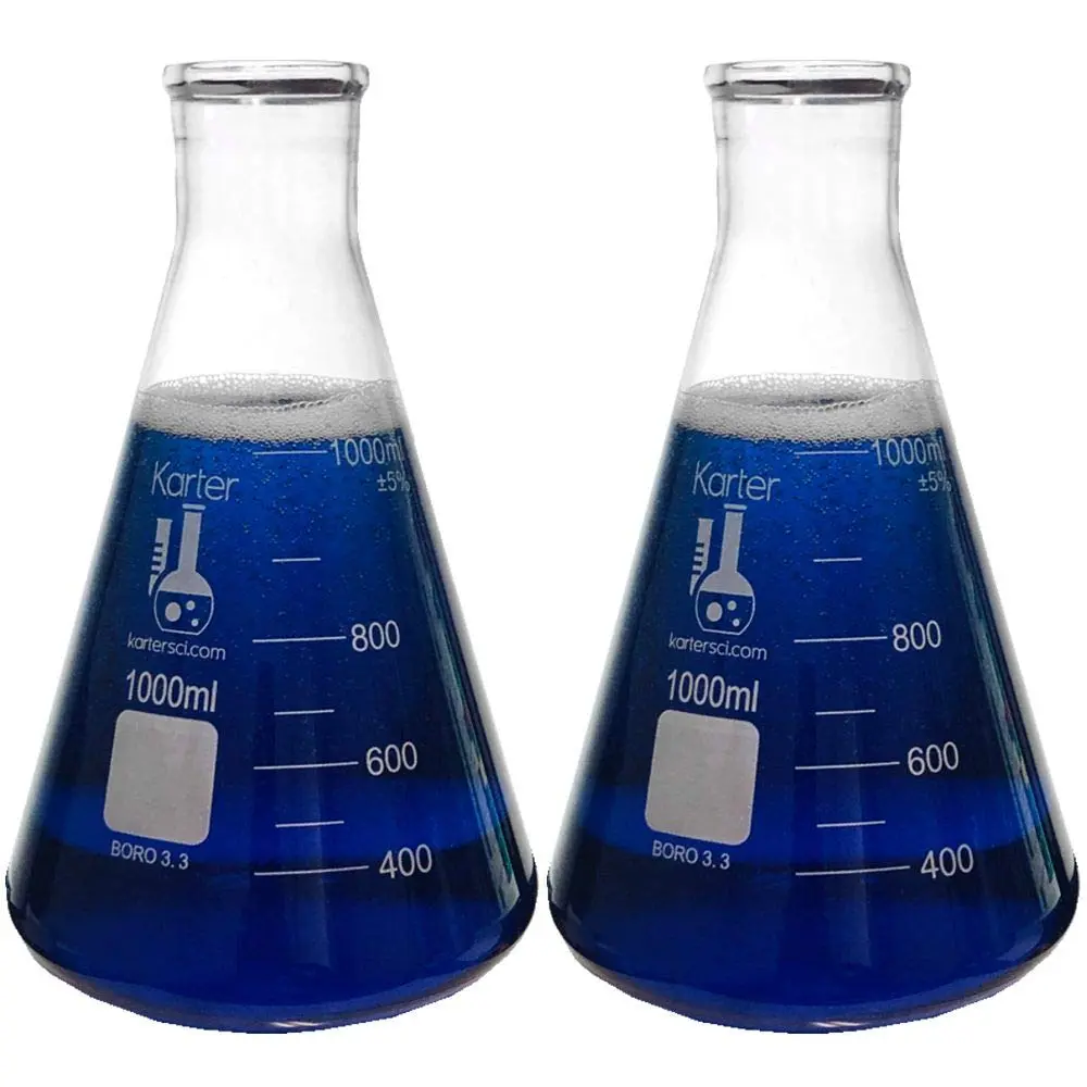 Karter Scientific Erlenmeyer Flask Set 1000ML Borosilicate Glass | Heavy Duty, Accurate Graduations - main product image