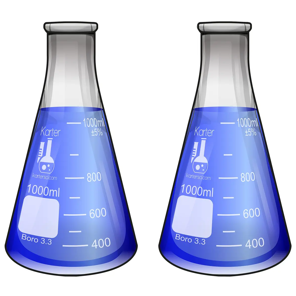 Karter Scientific Erlenmeyer Flask Set 1000ML Borosilicate Glass | Heavy Duty, Accurate Graduations - view 2