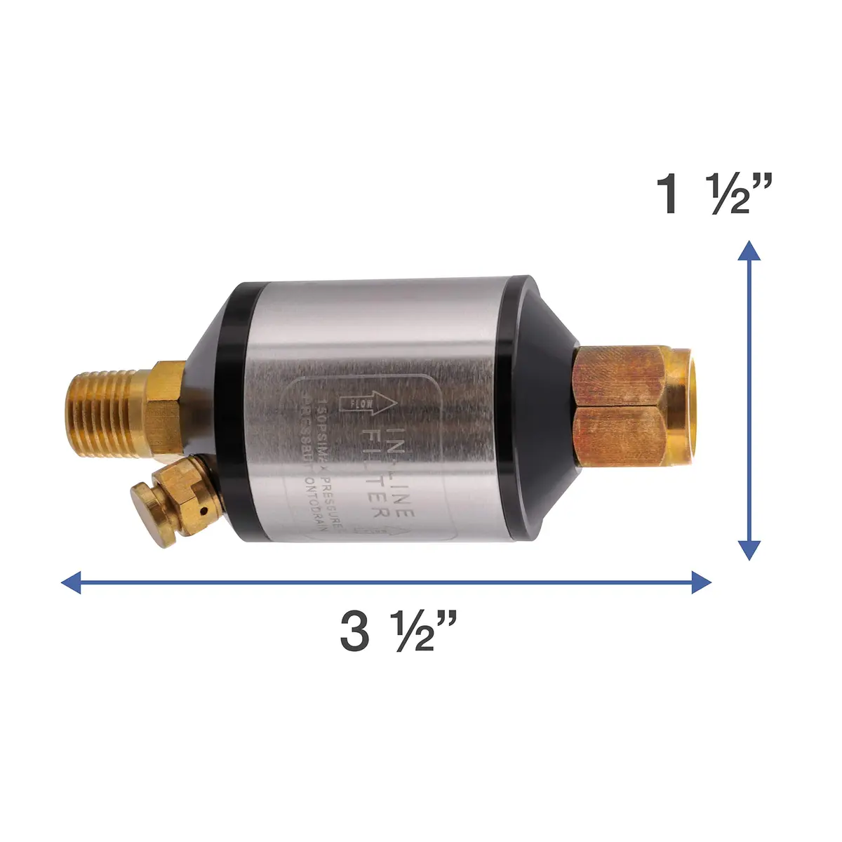 TCP Global Mini In-Line Air Filter, Oil & Water Separator | Aluminum Body, 1/4" Inlet/Outlet - view 5