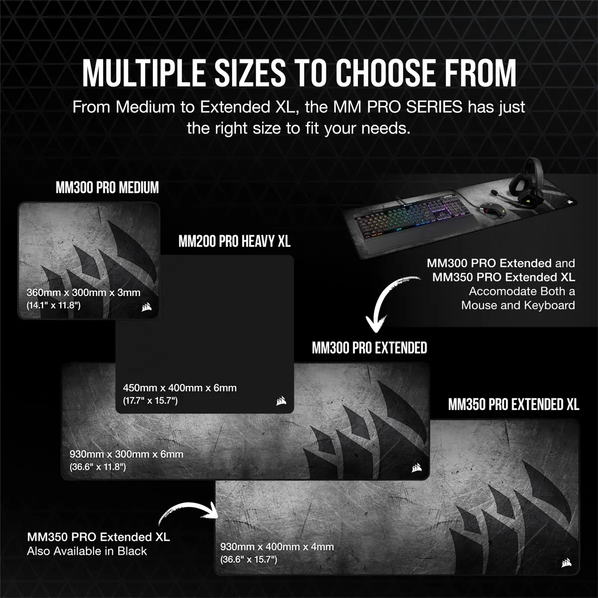 Corsair MM300 PRO Gaming Mouse Pad Medium Spill-Proof Cloth 360mm x 300mm | Ultra-Fast, Stain-Resistant - view 7