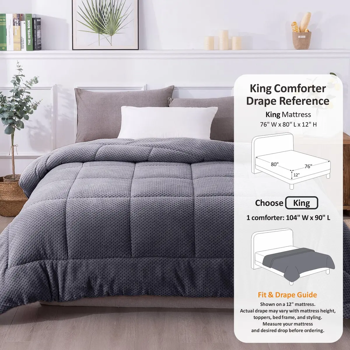 KASENTEX King Size Comforter | Reversible Sherpa & Plush Fleece | 104 x 90 in | OEKO-TEX Certified - view 4