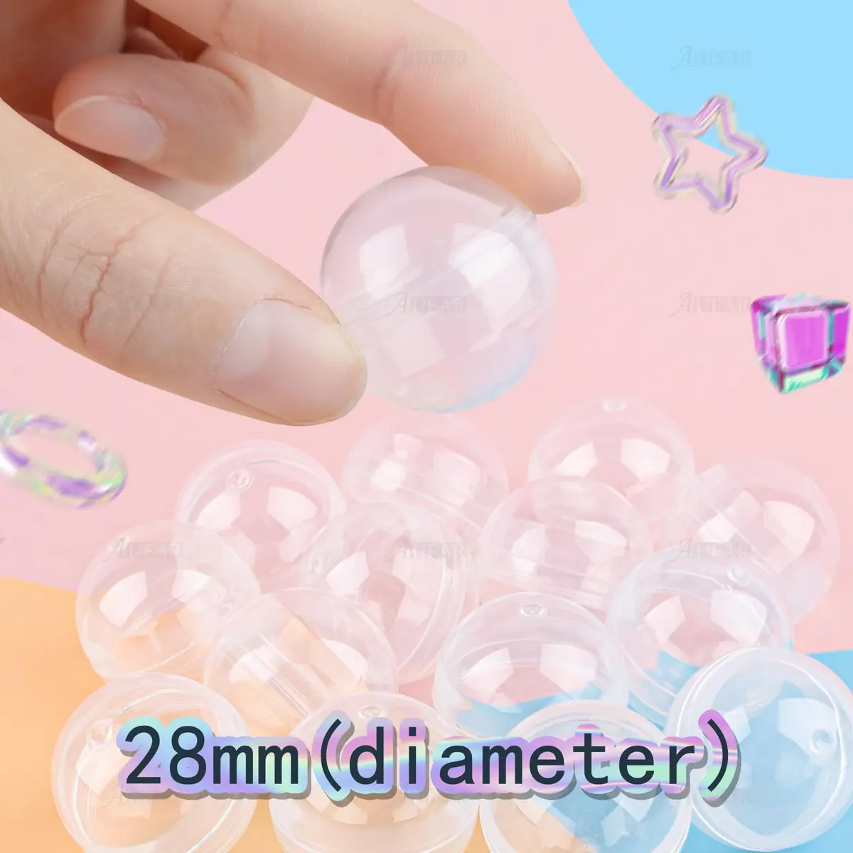 AUEAR Clear Empty Round Vending Machine Capsules 200 Pcs (28 mm / 1.1 Inch) | Perfect for Party Favors & DIY Crafts - view 7