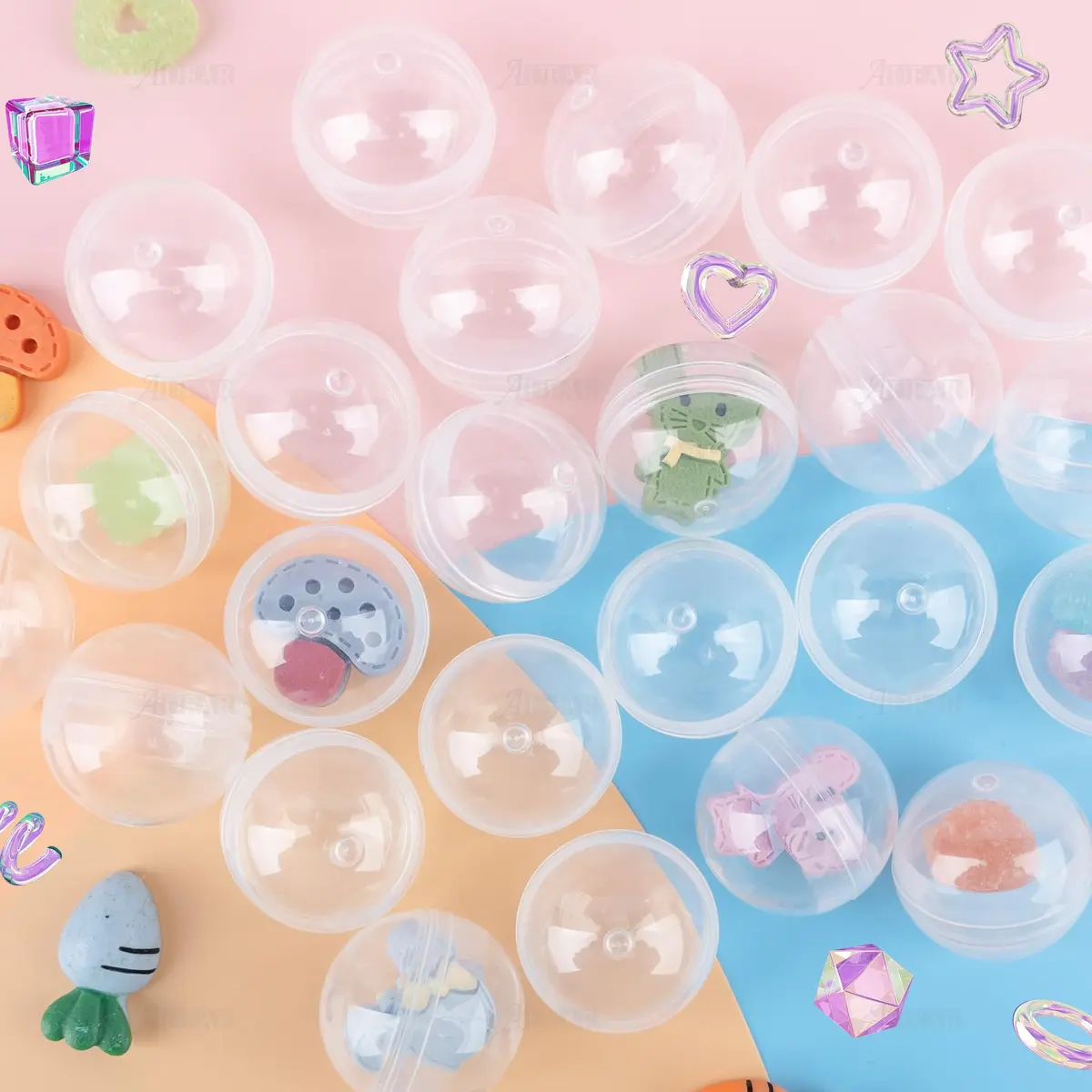 AUEAR Clear Empty Round Vending Machine Capsules 200 Pcs (28 mm / 1.1 Inch) | Perfect for Party Favors & DIY Crafts - view 2