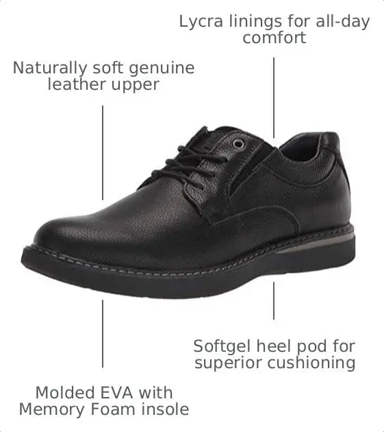 Nunn Bush Bayridge Plain Toe Oxford Black 12 M (D) | Classic Leather Dress Shoe for Men - view 2