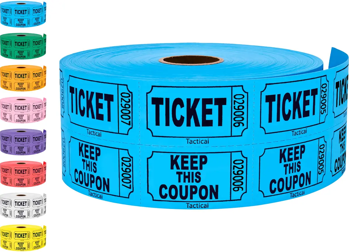 Tacticai Raffle Tickets Double Roll 1000 Count Blue | Consecutively Numbered for Events - main product image