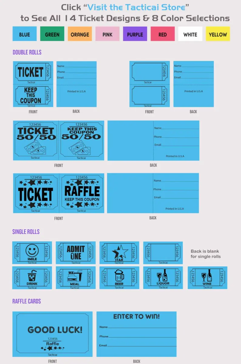 Tacticai Green Raffle Tickets Double Roll 1000 Count | Consecutively Numbered for Events - view 3