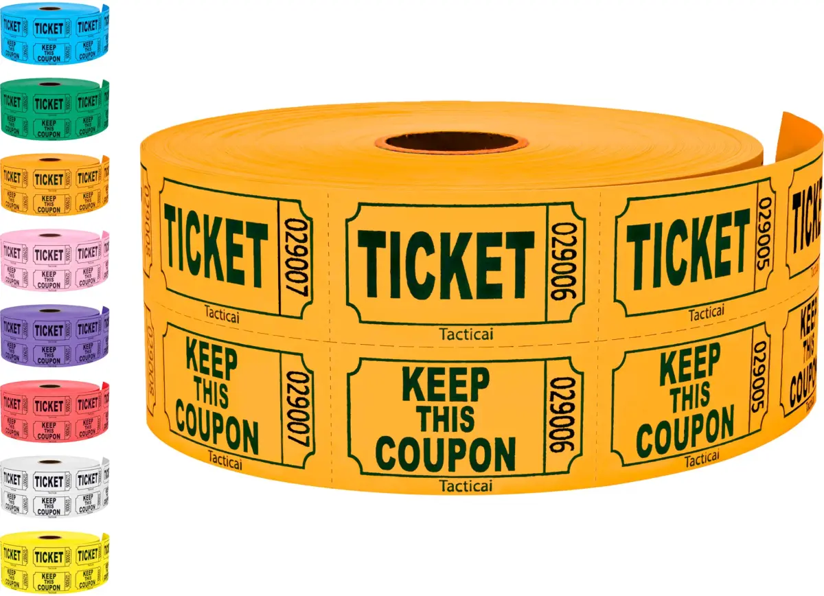 Tacticai Orange Raffle Tickets 1000 Count | Event & Fundraiser Essentials - main product image