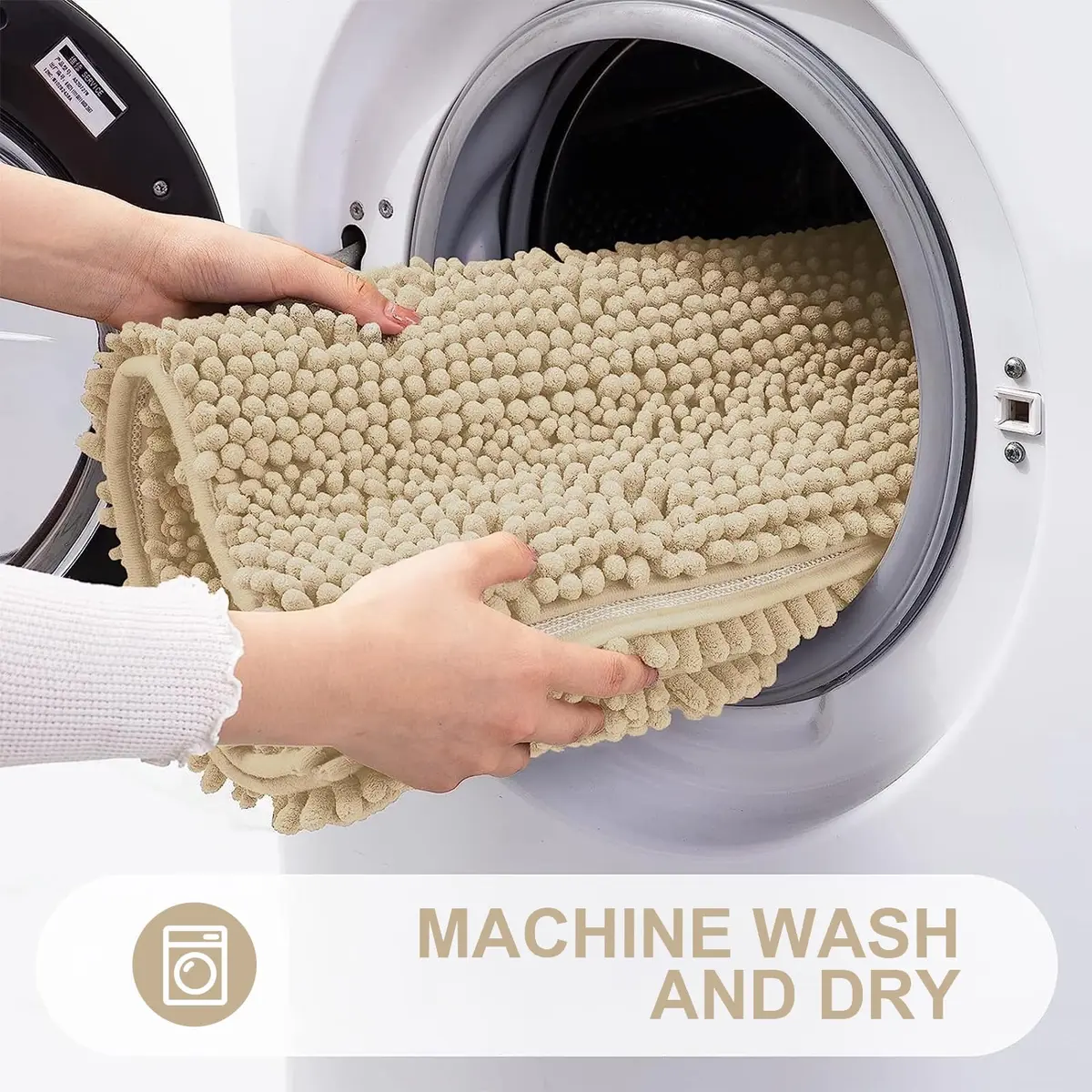Grandaily Chenille Bathroom Rugs 30x20 | Soft Absorbent Bath Mat, Beige, Anti-Skid, Quick-Dry - view 6