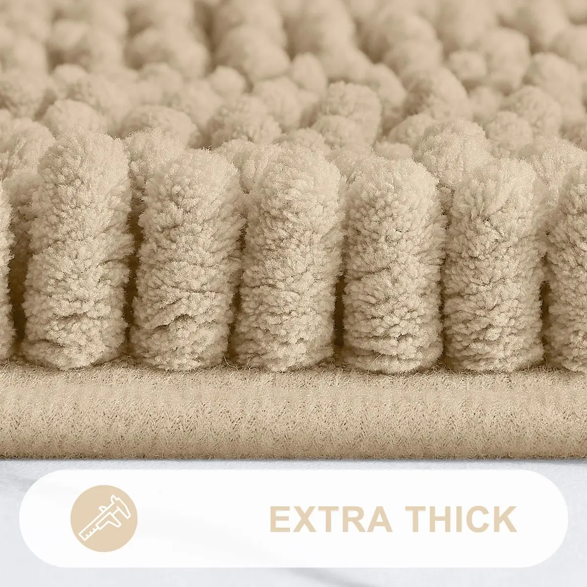 Grandaily Chenille Bathroom Rugs 30x20 | Soft Absorbent Bath Mat, Beige, Anti-Skid, Quick-Dry - view 4