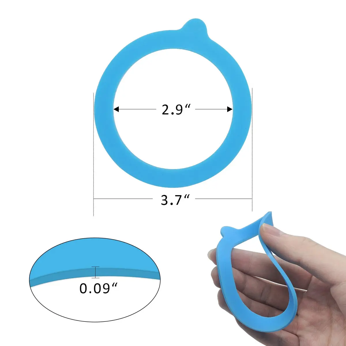 FCENDS Blue Silicone Replacement Gasket for Wide Mouth Mason Jars (12-Pack, 2.9" x 3.7" x 0.09") | Airtight & Leakproof Seals - view 2