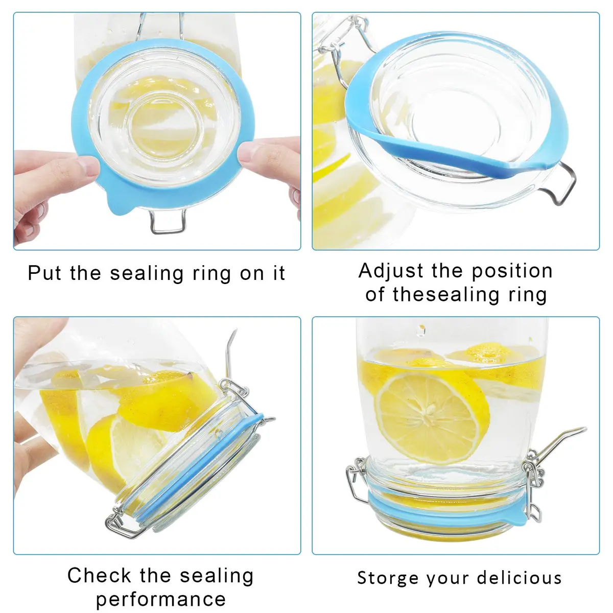 FCENDS Blue Silicone Replacement Gasket for Wide Mouth Mason Jars (12-Pack, 2.9" x 3.7" x 0.09") | Airtight & Leakproof Seals - view 4
