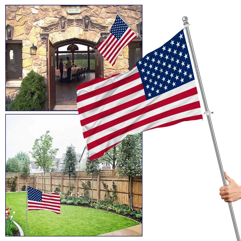 ZMTECH 6 FT Stainless Steel Flag Pole Kit with Upgraded Bracket & Tangle Free Rings | Adjustable Residential & Commercial Use - view 8