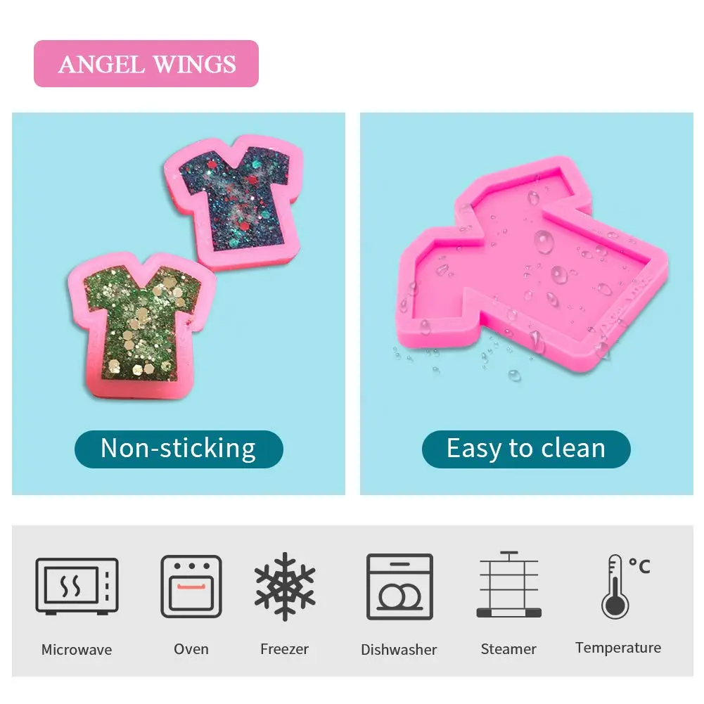 Angel Wings T-shirt Shape Keychain Silicone Mold for Fondant & Desserts | 10 cm x 30.1 cm (3.9 in x 11.8 in) - view 3