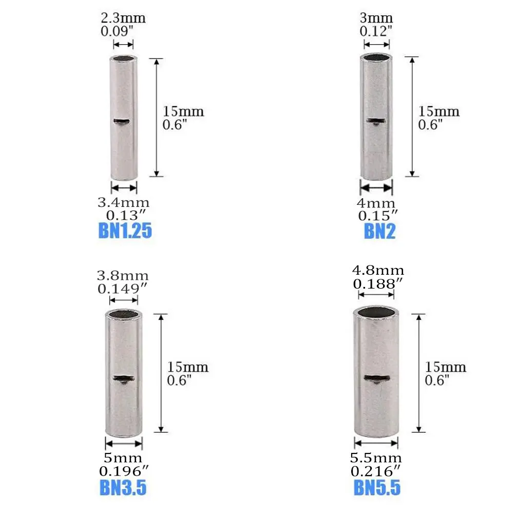 Teansic 100Pcs Bare Uninsulated Butt Connectors AWG12-10 | Corrosion-Resistant Copper Terminals - view 2