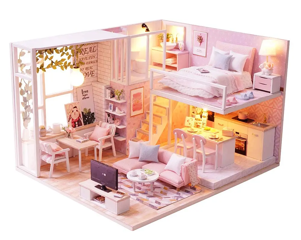 Flever Tranquil Life DIY Miniature Dollhouse Kit with Loft Apartment Scene, 1:32 Scale | 18-24 Hour Assembly - main product image