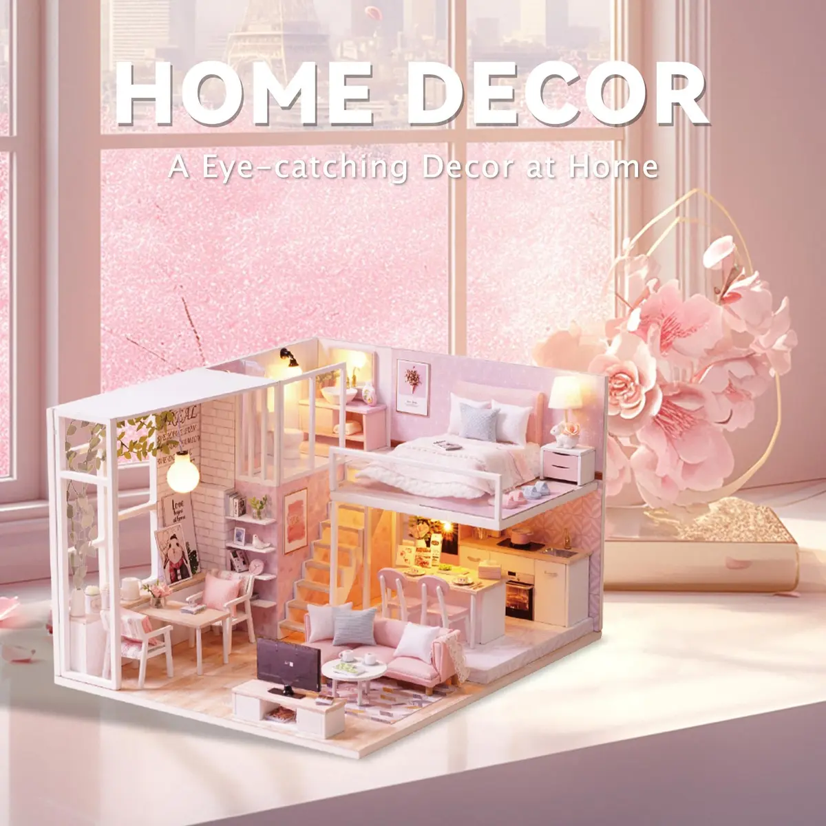 Flever Tranquil Life DIY Miniature Dollhouse Kit with Loft Apartment Scene, 1:32 Scale | 18-24 Hour Assembly - view 9