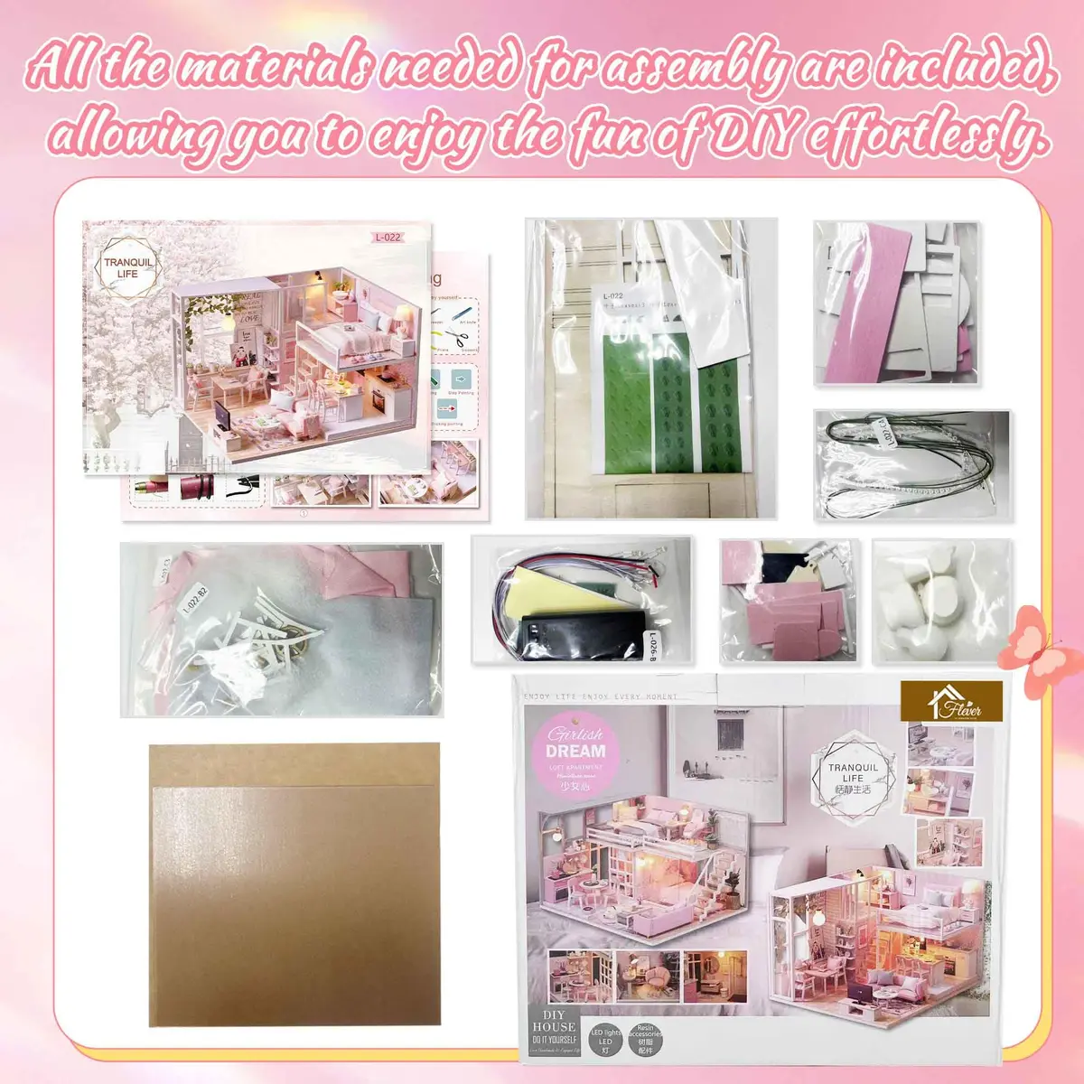 Flever Tranquil Life DIY Miniature Dollhouse Kit with Loft Apartment Scene, 1:32 Scale | 18-24 Hour Assembly - view 3